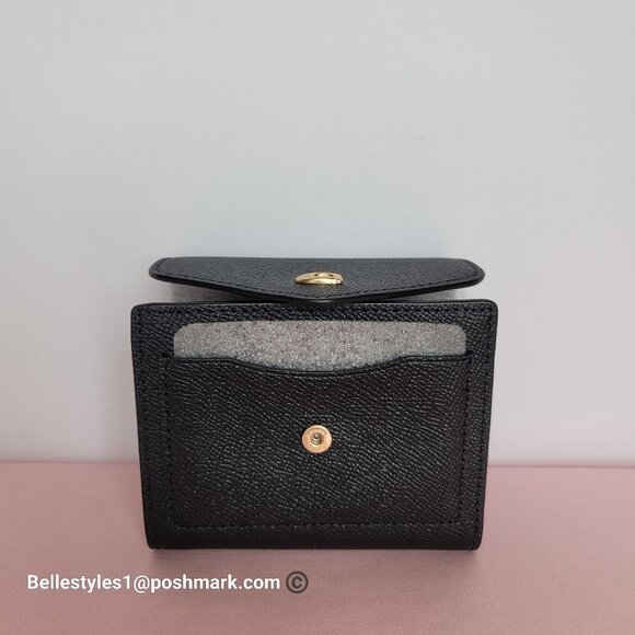 COACH Wyn Crossgrain Leather Small Leather Wallet- Black color - Picture 10 of 16